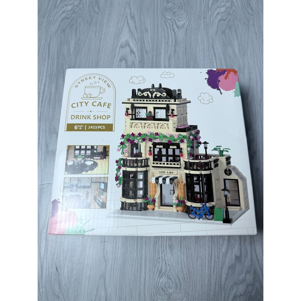 City Cafe Drink Shop Building Block Model Set 1415 Pcs Street View Architecture